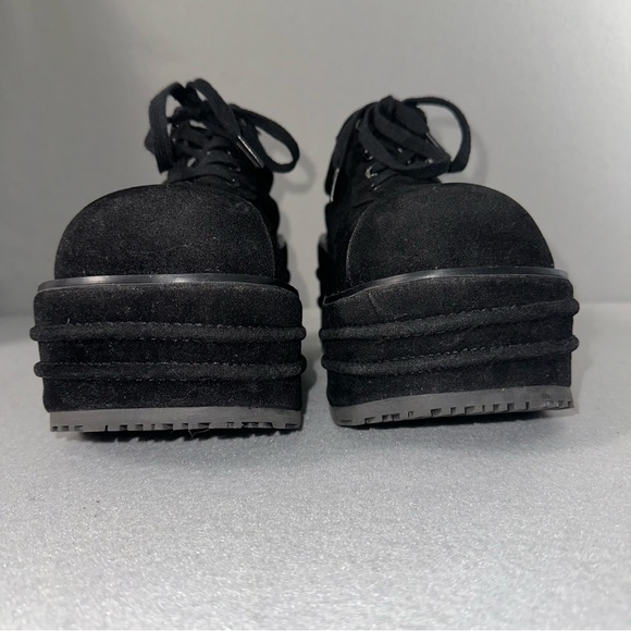 Demonia Platform Sneakers Tempo-08 Vegan Suede Goth Punk Rave Black 6-6.5 -READ - Picture 2 of 14